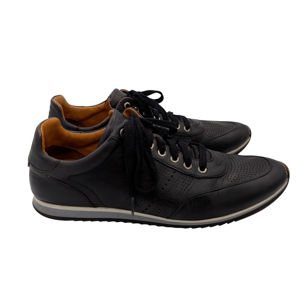 Magnanni Pueblo 14804 Mens Black Leather Perforated Low Top Sneakers Size 11.5 M